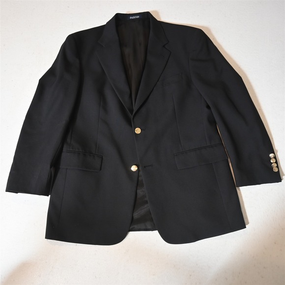 Austin Reed 39S Black Wool Gold Button Mens Blazer Suit Jacket Sport Coat